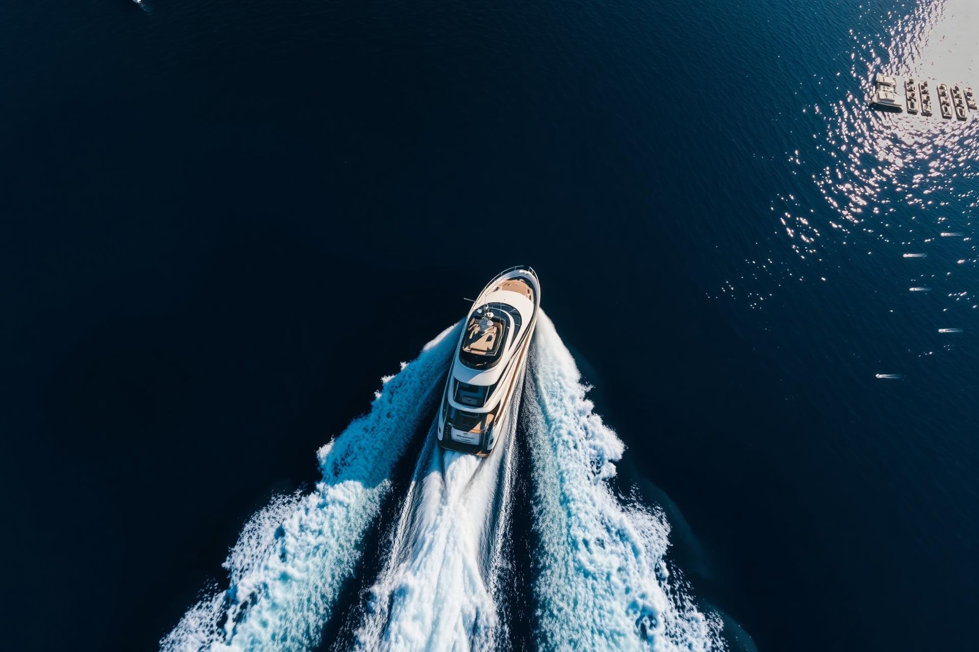 Motor yacht cruising through open water